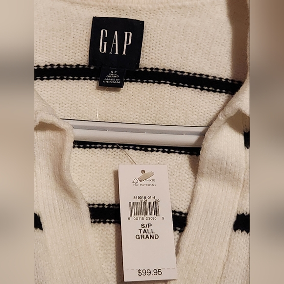 Gap Knit V Neck Mini Dress, White/Black Stripe, Size US S Tall - Picture 3 of 4